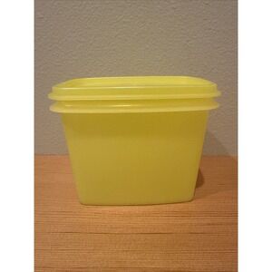 Tupperware Vintage Yellow Rectangle Storage Container w/Lid #1243-2
